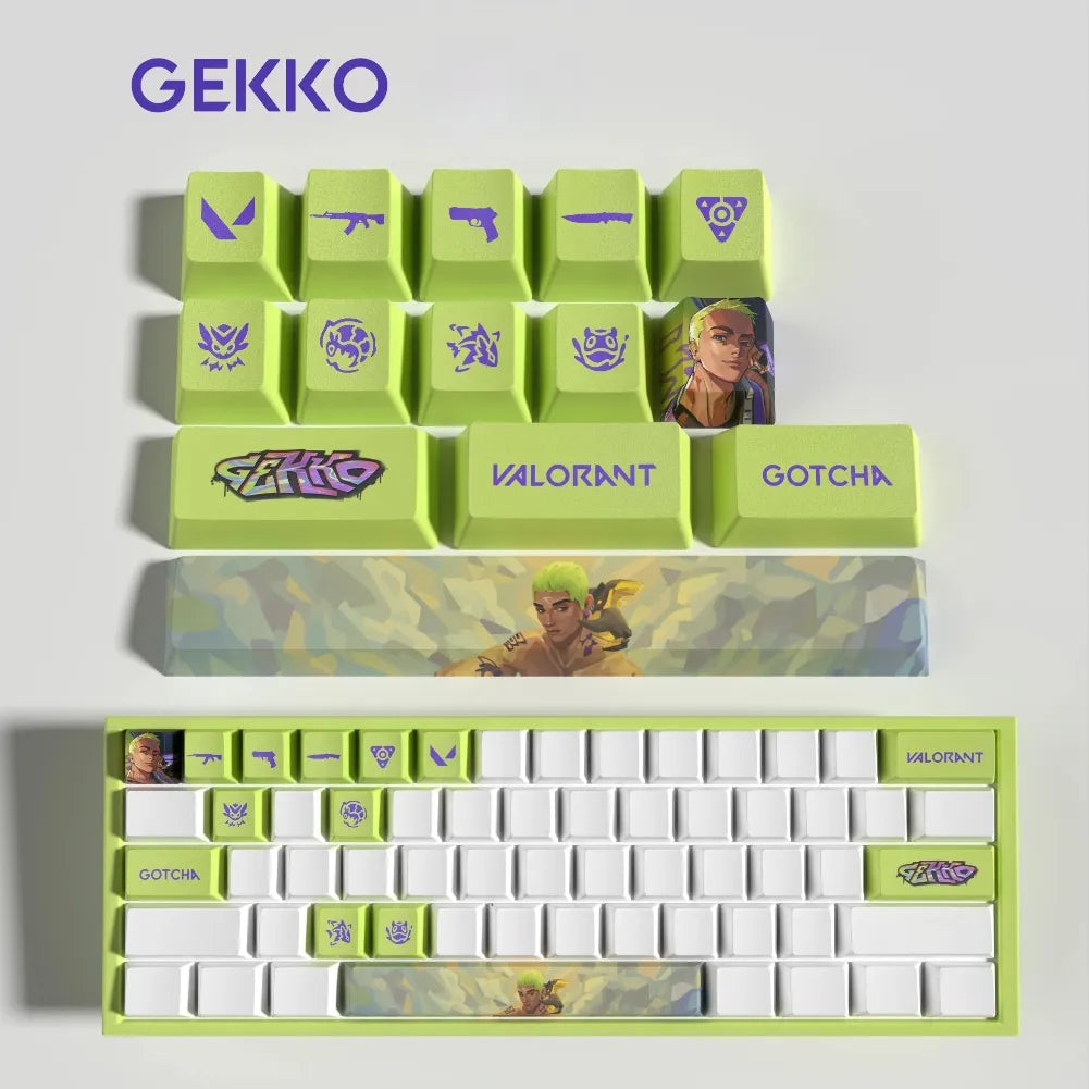 Set de 14 keycaps Valorant Gekko en PBT ultra-résistant