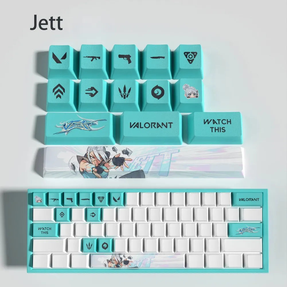 Set de 14 keycaps Valorant Jett en PBT ultra-résistant