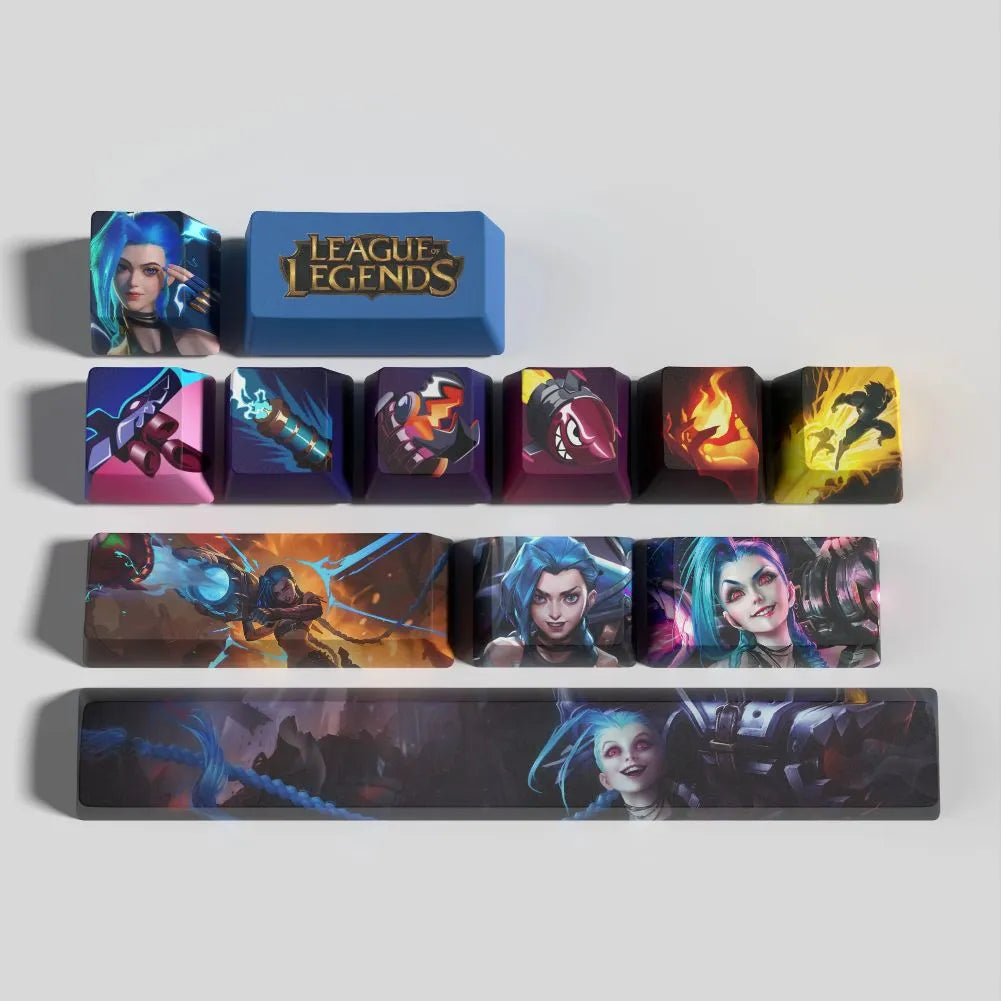 Keycaps Jinx League of Legends – Set de 12 Keycaps PBT pour Clavier Mécanique