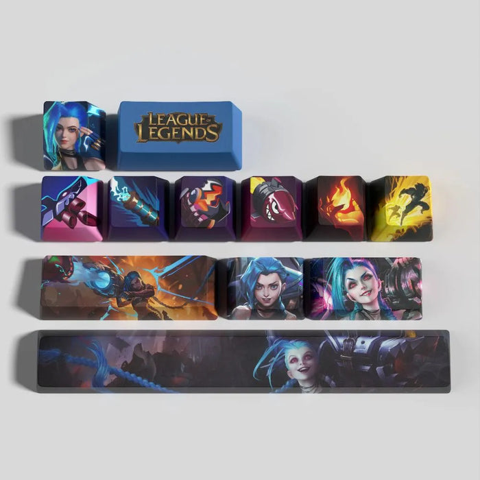 Les promesses que ce set ne fait pas — Keycaps Jinx League of Legends – Set 12 touches PBT bleu et rose