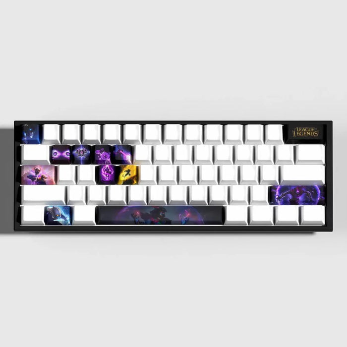 Le Néant en violet sur un clavier sobre — Keycaps Malzahar League of Legends – du jeu au bureau sans changer de clavier