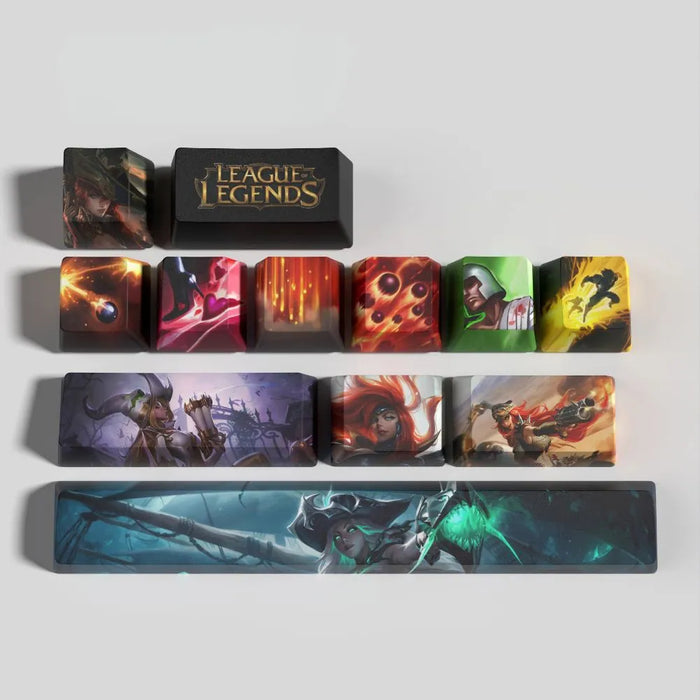 Ce que le set ne change pas sur votre clavier — Keycaps Miss Fortune League of Legends – rendu comparé sur clavier noir et blanc