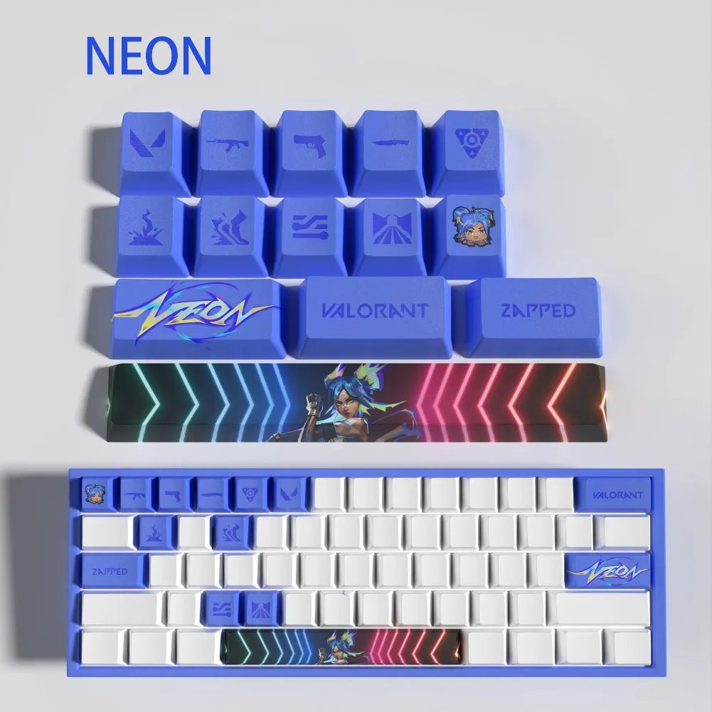 Set de 14 keycaps Valorant Neon en PBT ultra-résistant