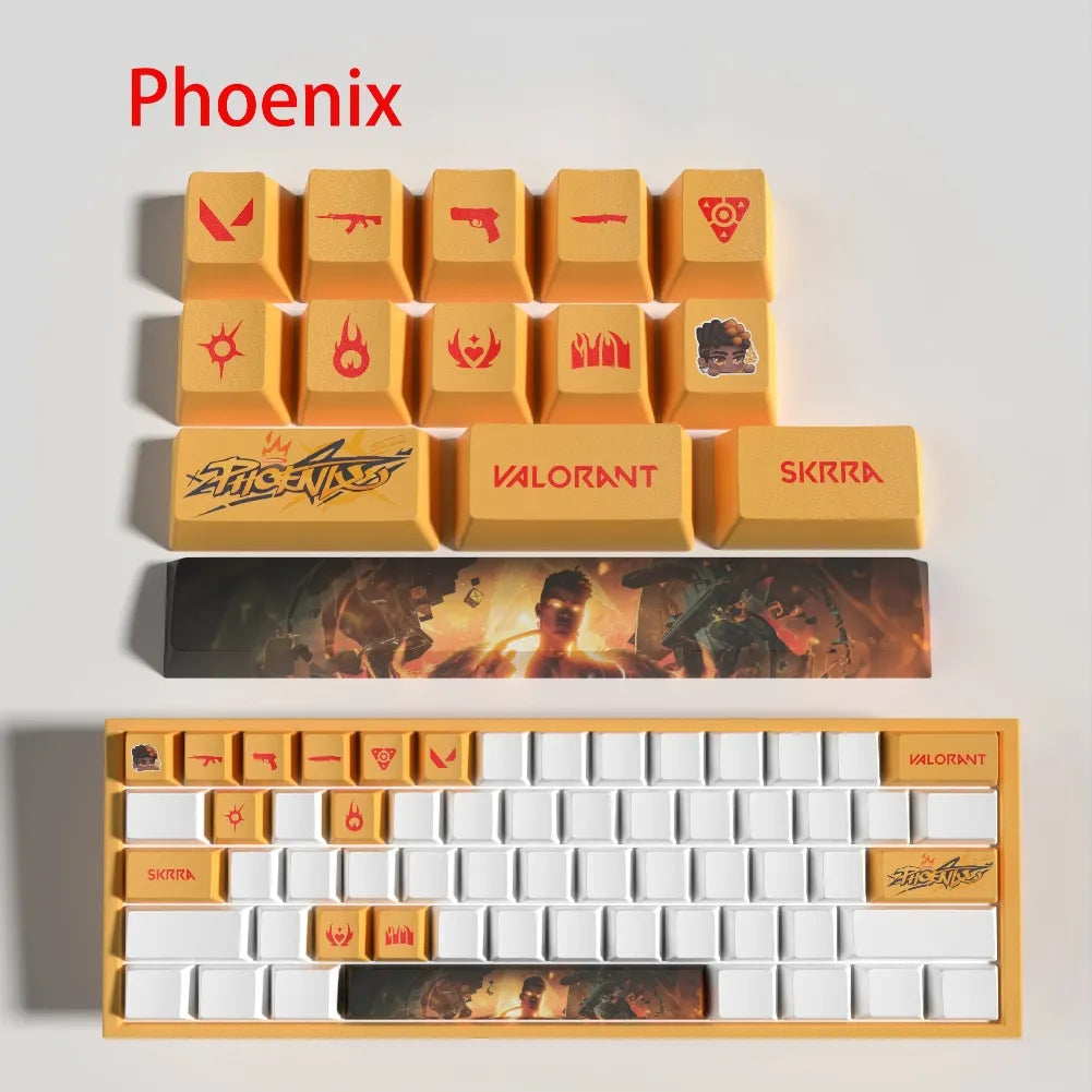 Set de 14 keycaps Valorant Phoenix en PBT ultra-résistant