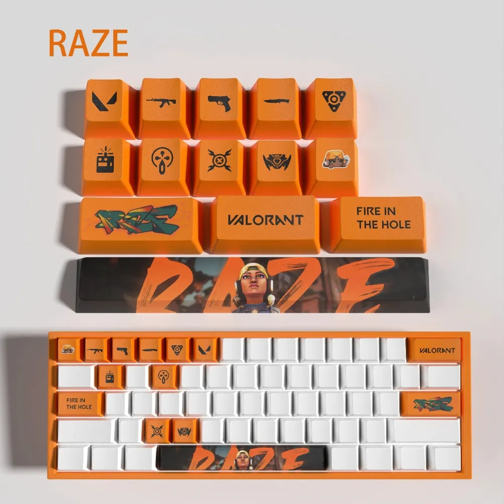 Set de 14 keycaps Valorant Raze en PBT ultra-résistant