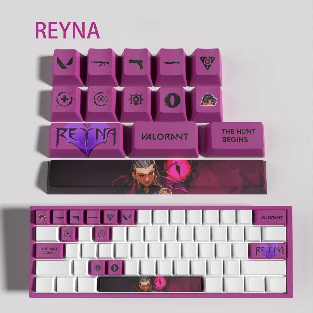 Set de 14 keycaps Valorant Reyna en PBT ultra-résistant