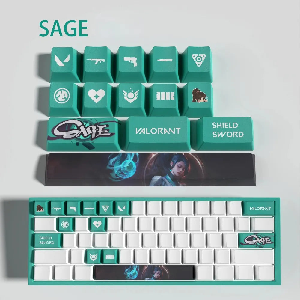 Set de 14 keycaps Valorant Sage en PBT ultra-résistant