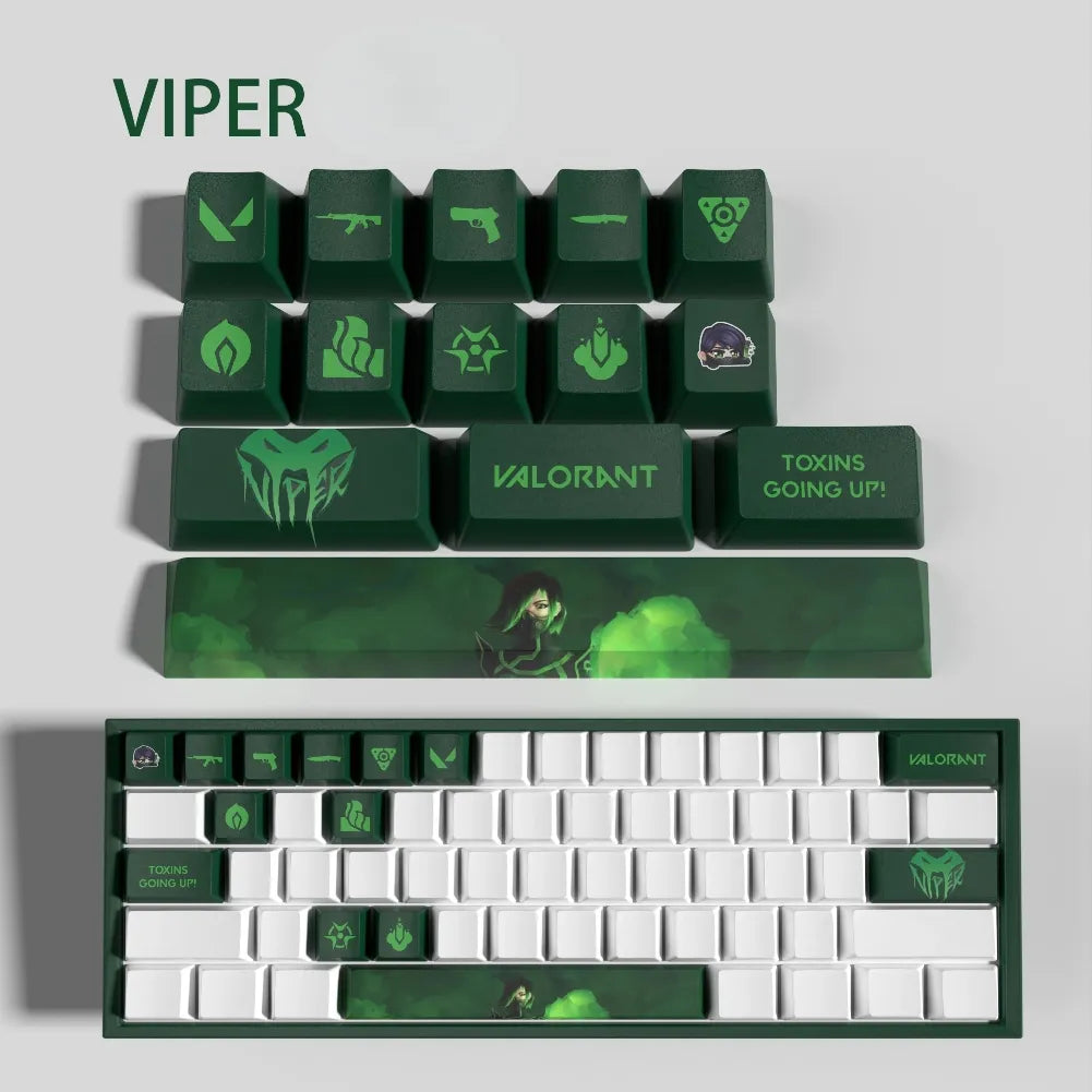 Set de 14 keycaps Valorant Viper en PBT ultra-résistant