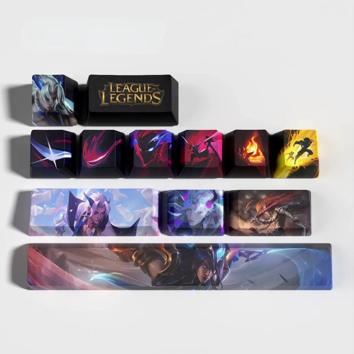 Ce que le set Yone ne contient pas — Keycaps Yone League of Legends – Esprit japonais sur clavier gris et blanc