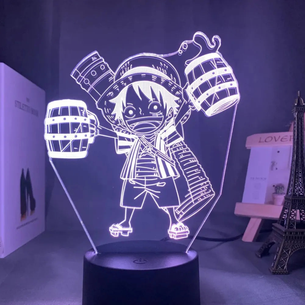 Lampe 3D LED One Piece - Luffy Chibi couleur blanc