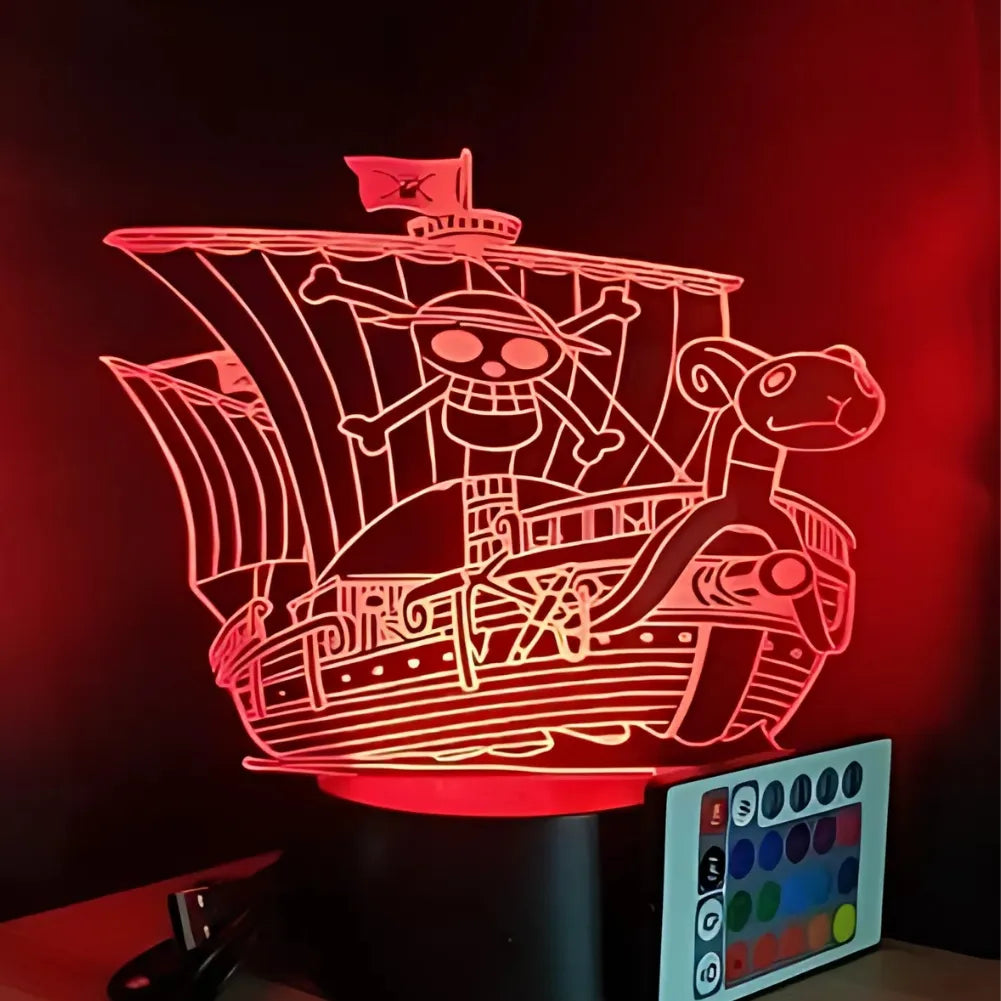 Lampe 3D LED One Piece Vogue Merry couleur rouge