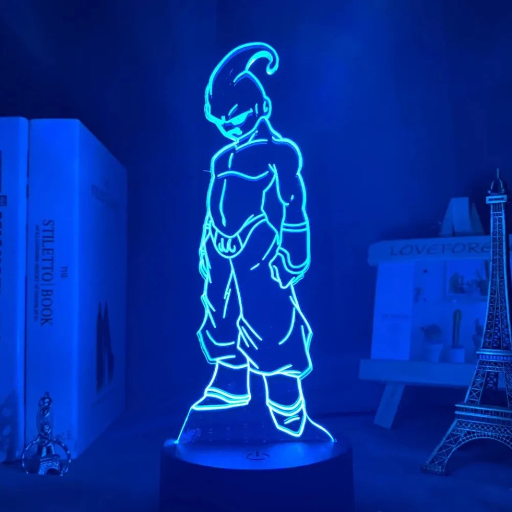 Lampe 3D LED Majin Boo Petit – Vue de face bleu clair