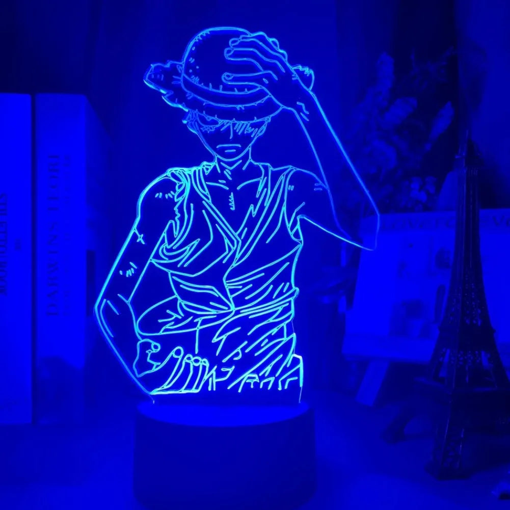 Vue de face de la lampe one piece bleu nuit