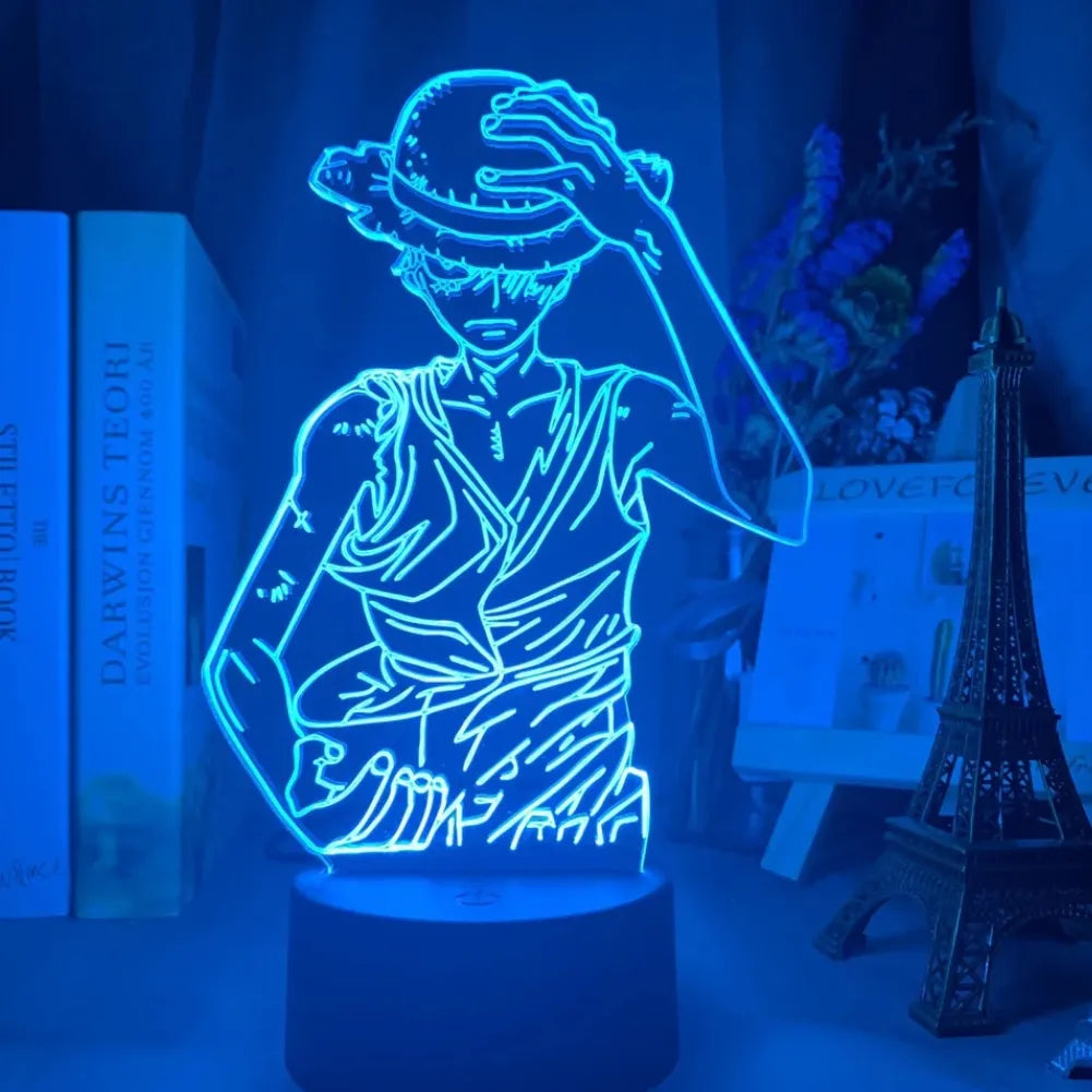 Vue de face de la lampe one piece bleu