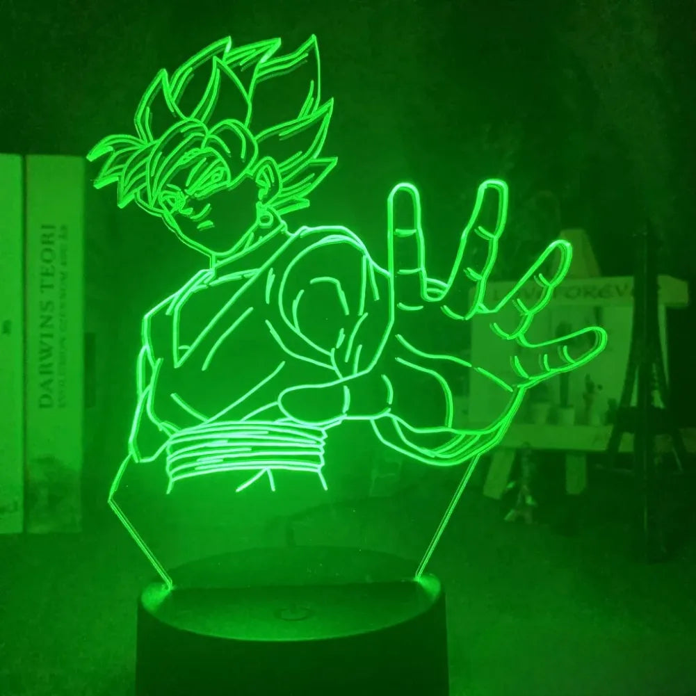 Lampe LED 3D Black Goku - Vue de Face Vert