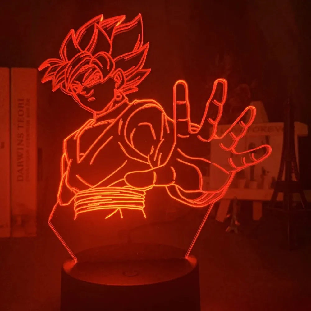 Lampe LED 3D Black Goku - Vue de Face Rouge