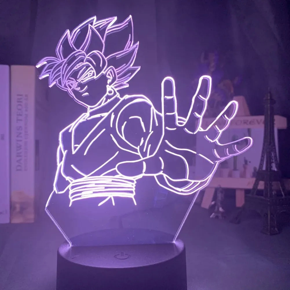 Lampe LED 3D Black Goku - Vue de Face Blanc