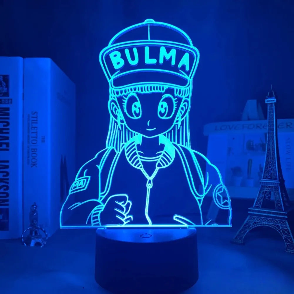 Lampe 3D Bulma éclairée en bleu clair