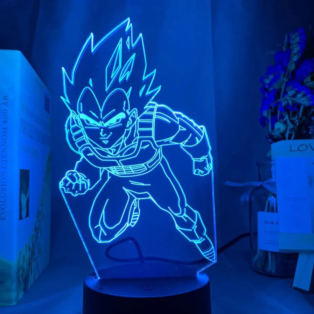 Lampe LED 3D Vegeta vue de face bleu