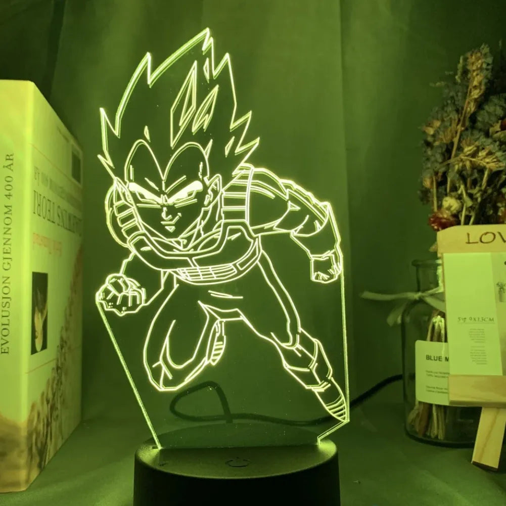 Lampe LED 3D Vegeta vue de face jaune