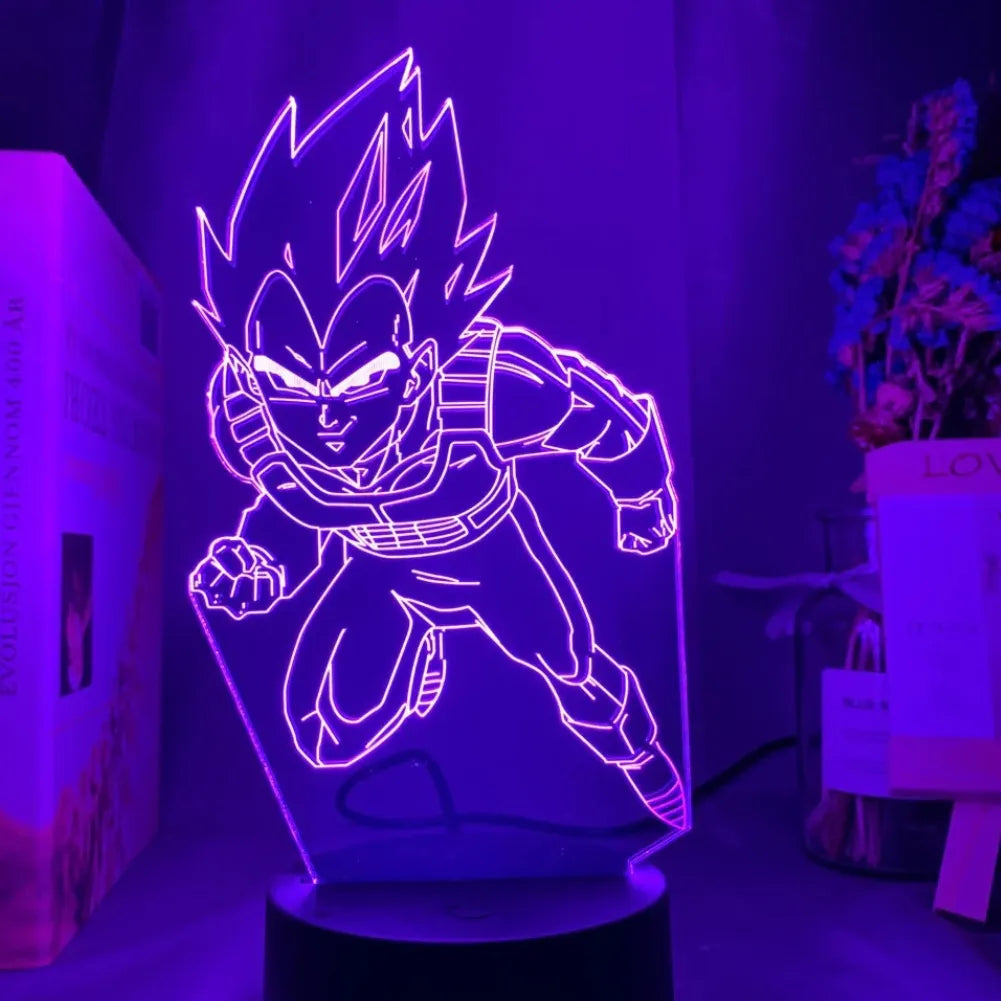 Lampe LED 3D Vegeta vue de face violet