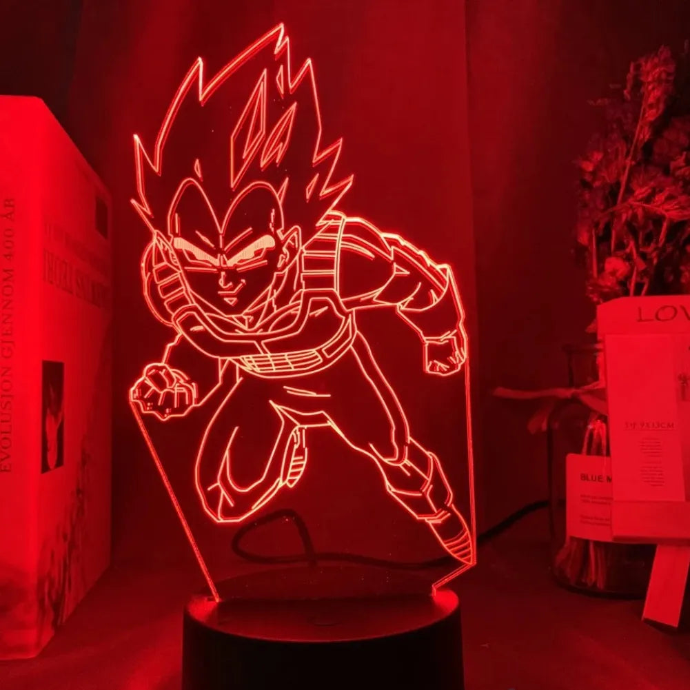 Lampe LED 3D Vegeta vue de face rouge