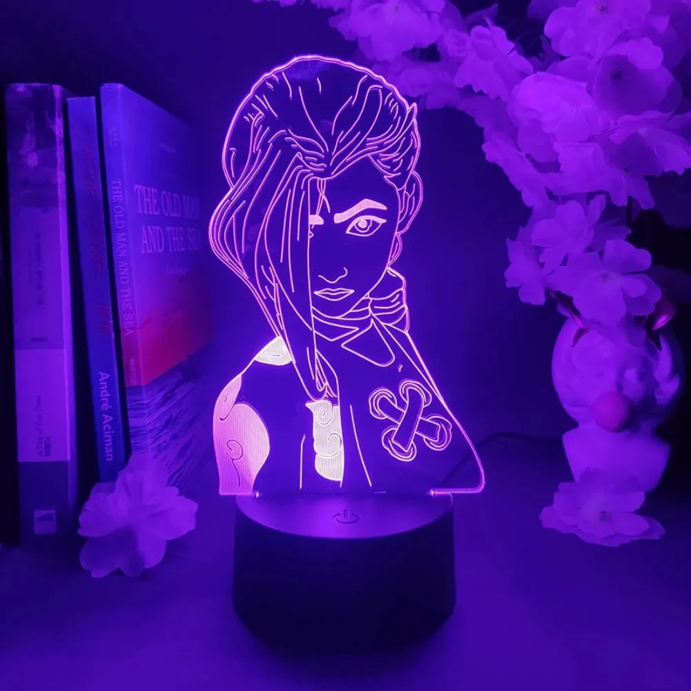 Lampe 3D LED Jinx de League of Legends, éclairage violet, décor unique pour les fans de LOL.