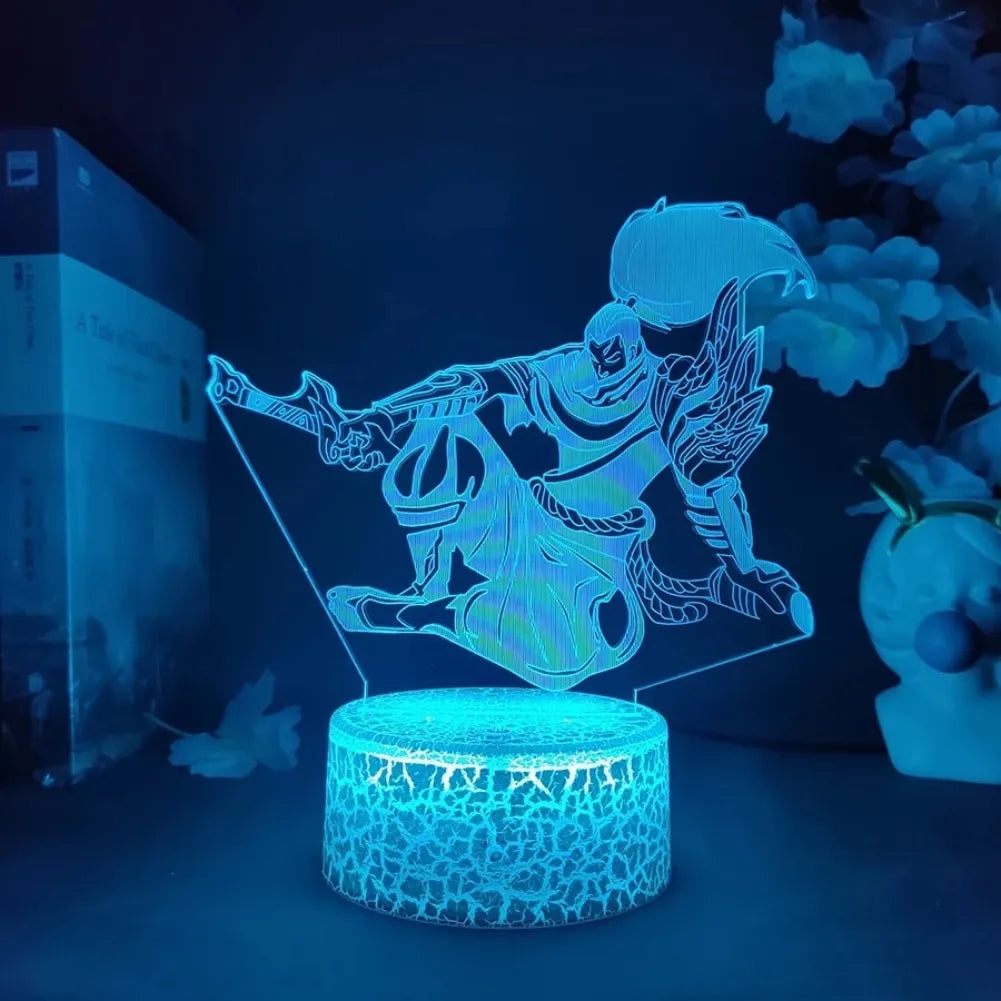 Design détaillé de Yasuo avec effet 3D LED bleu