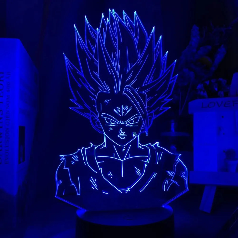 Lampe 3D Gohan Super Saiyan 2 - Vue de face Bleu nuit