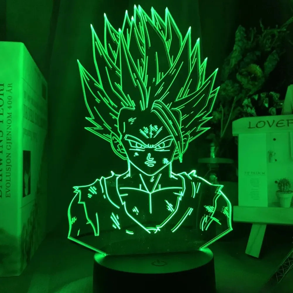 Lampe 3D Gohan Super Saiyan 2 - Vue de face Vert