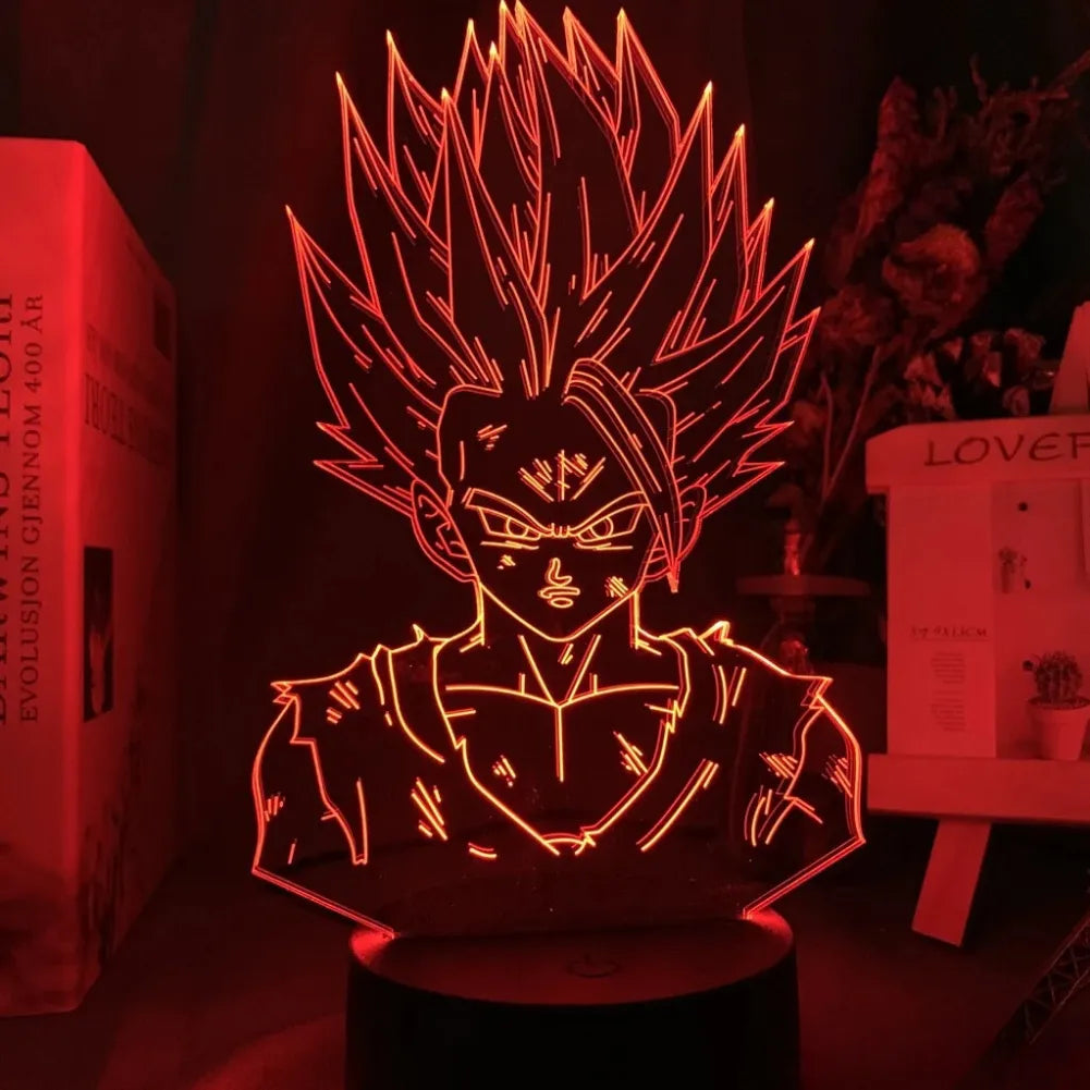 Lampe 3D Gohan Super Saiyan 2 - Vue de face Rouge