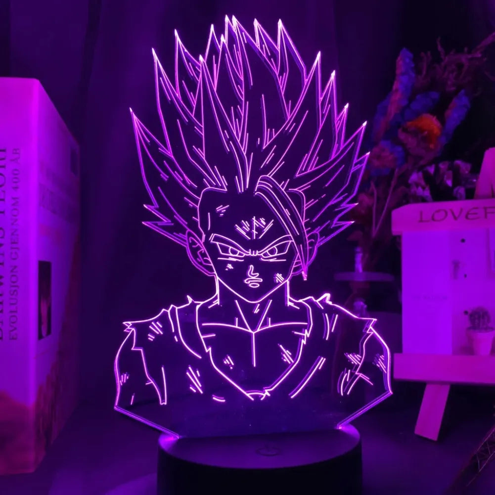 Lampe 3D Gohan Super Saiyan 2 - Vue de face Rose