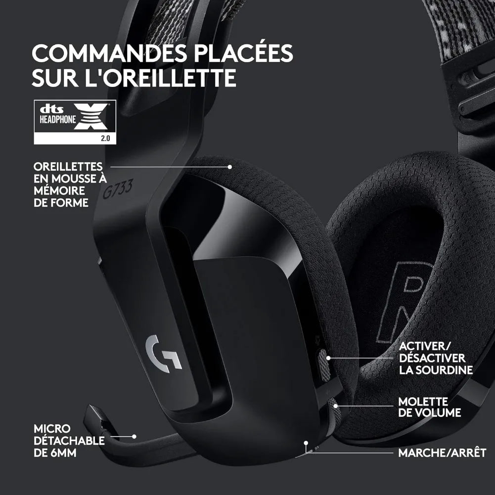 Micro Blue VO!CE détachable du Logitech G733 en gros plan