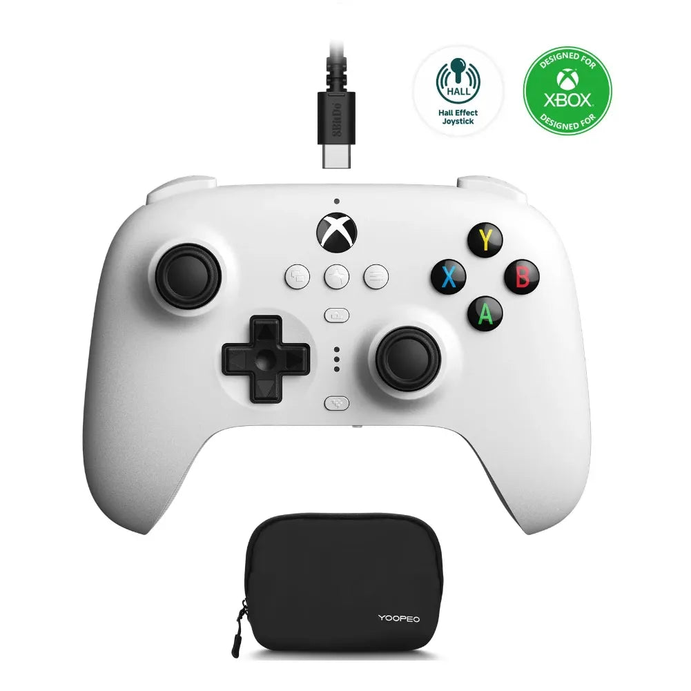 Manette 8BitDo Blanc Ultimate Wired avec sac de rangement