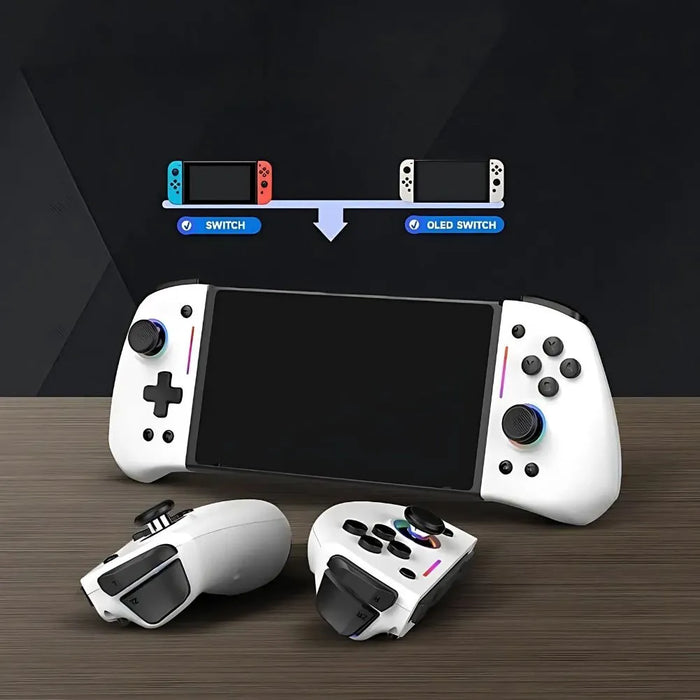 Huit couleurs, et le dock qui suit — Manette Switch avec RGB et Turbo