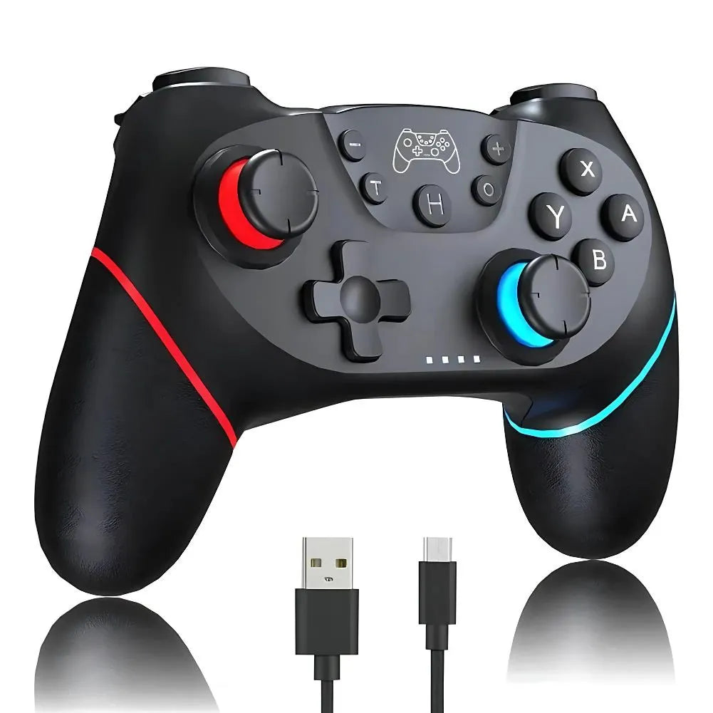 Manette Switch Sans-fil Techtinter de couleur rouge et bleu