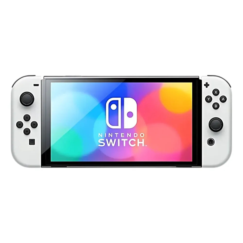 Nintendo Switch OLED Blanc - Vue avant avec écran allumé