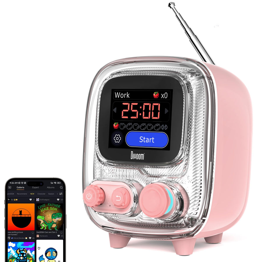Enceinte Divoom Tiivoo-2 rose avec son antenne