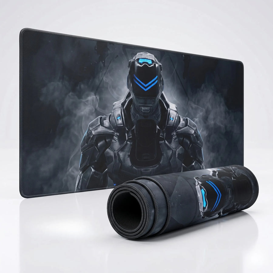 Tapis de souris XXL Cyborg PopMyPad, noir et bleu néon, visuel principal