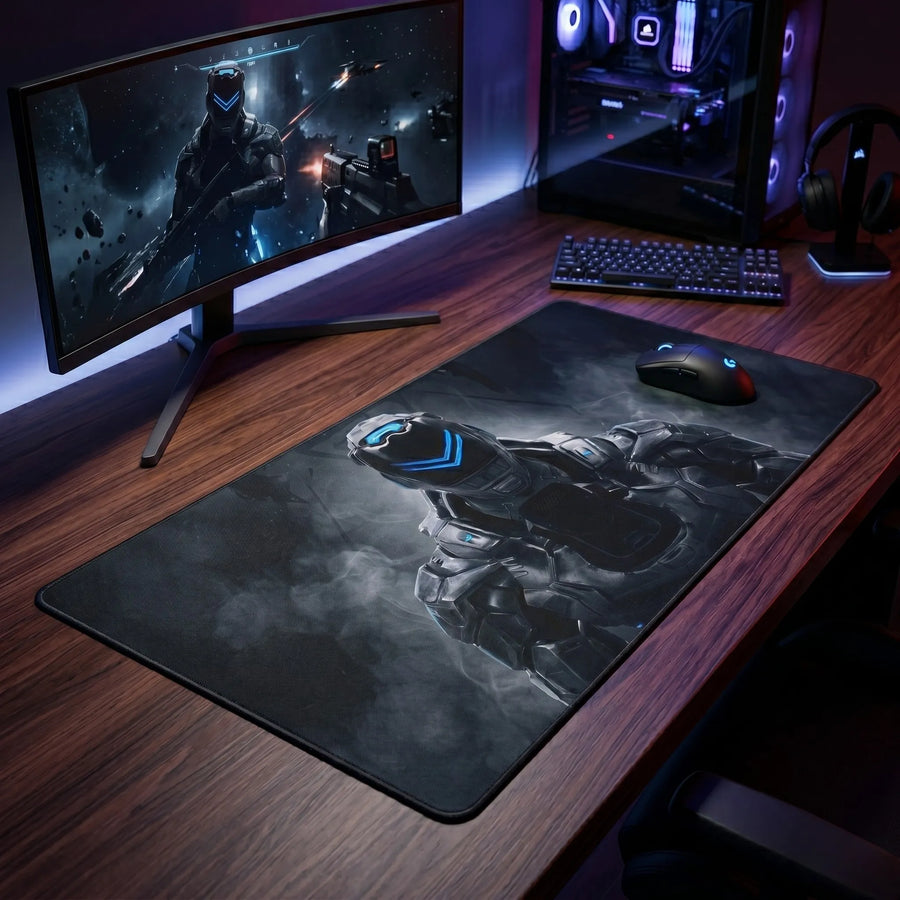 Tapis de souris XXL Cyborg PopMyPad, noir et bleu néon, visuel 2