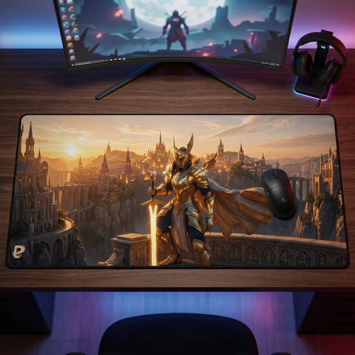 Ce qu'il ne fait pas — Tapis de Souris XXL Chevalier d'Or | PopMyPad | 900x400mm | 3mm | Antidérapant Haute Précision
