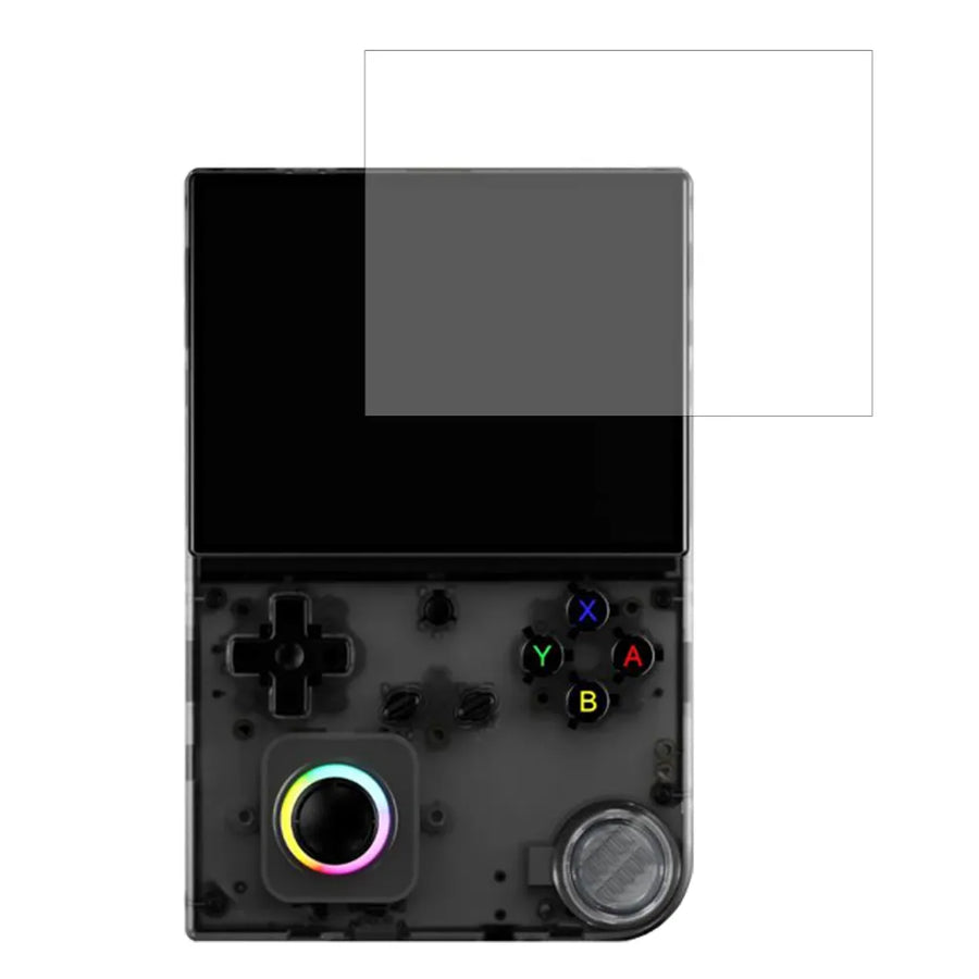 Protection écran Anbernic RG40XXV sur une console de jeu, verre trempé pour protéger l'écran.