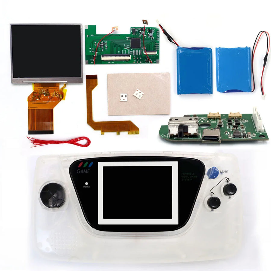 Kit écran rétroéclairé Hispeedido pour Game Gear, version avec coque blanc translucide et noir — visuel 15