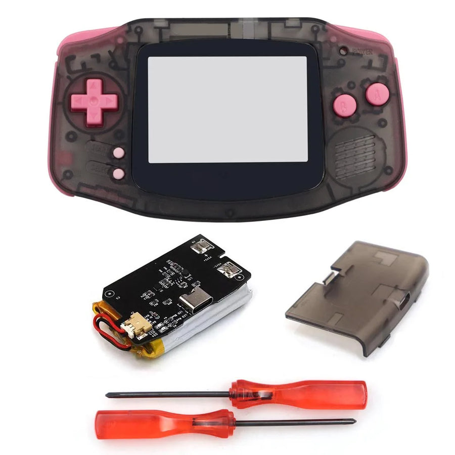 Coque GBA Hispeedido avec batterie rechargeable, coloris noir translucide et rose — visuel 16