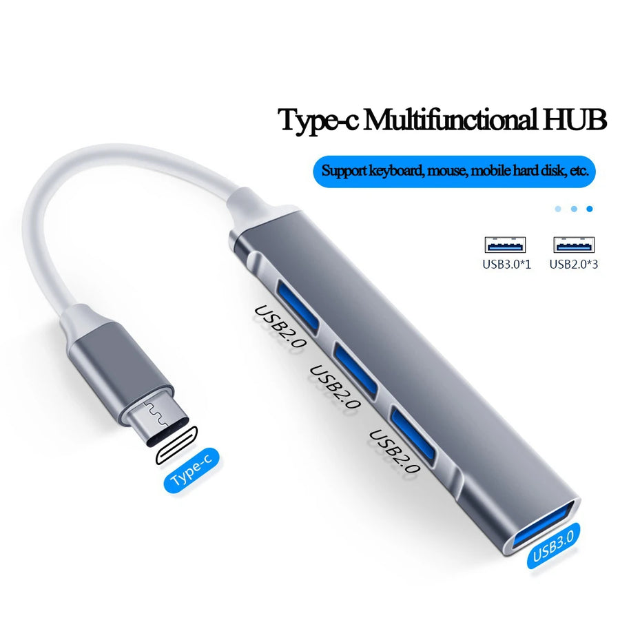 Hub USB 4 ports avec câble court, connecteur USB-A ou USB-C — visuel 10