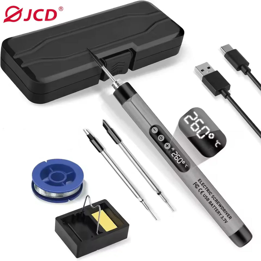 Fer à souder sans fil USB-C JCD C200, température réglable de 300 à 450 °C — C200L-2 / Gris