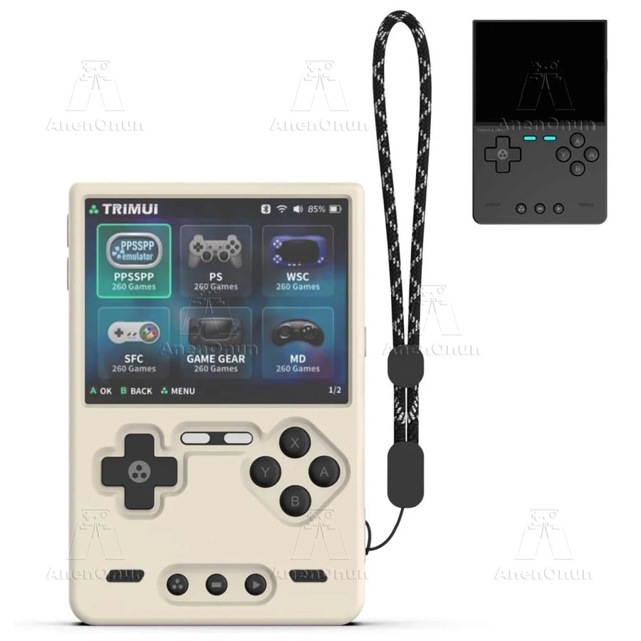 White silicone case with wrist strap for TrimUI Brick