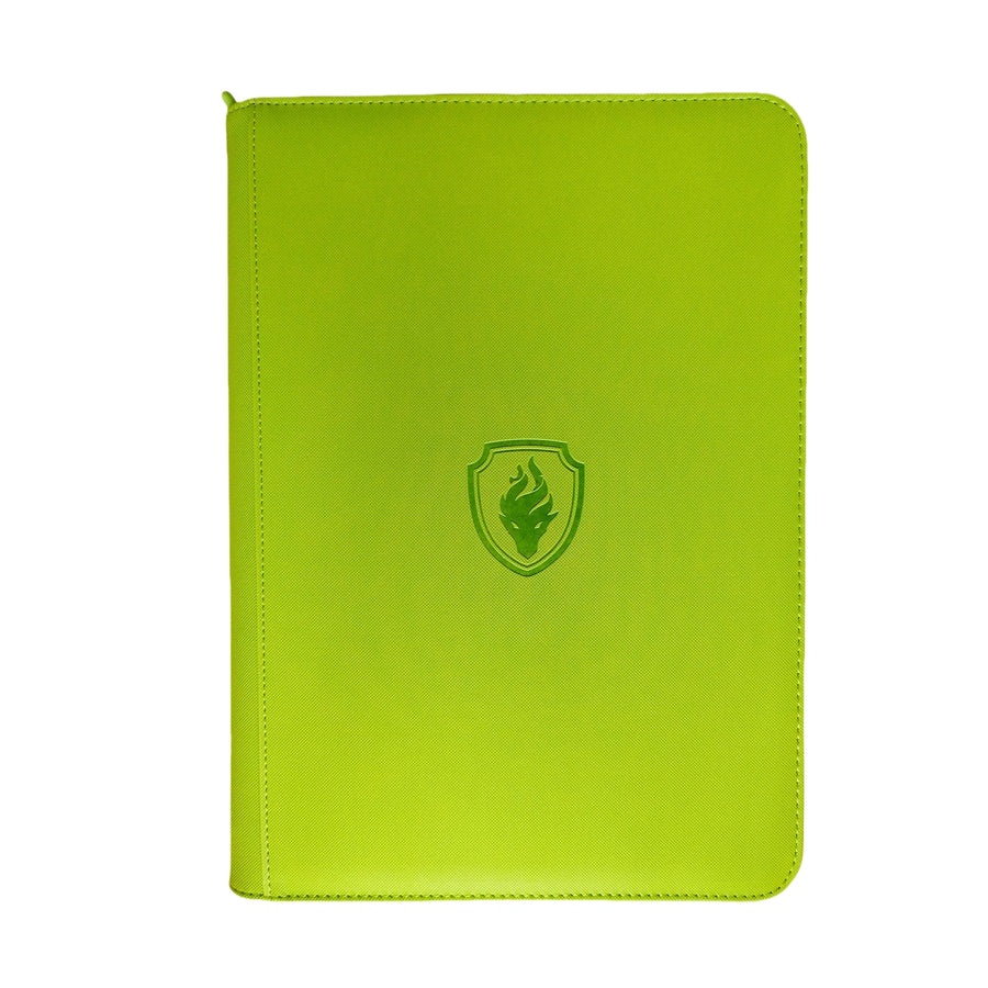 Zip 9-pocket card binder, lime green cover