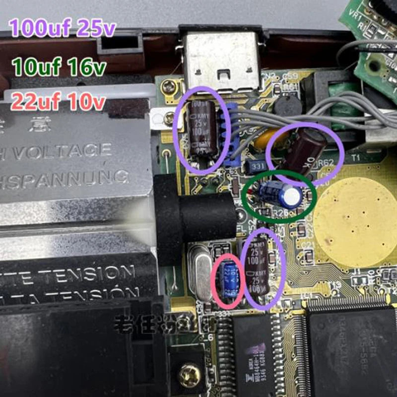 Valeurs des condensateurs de la carte son Game Gear