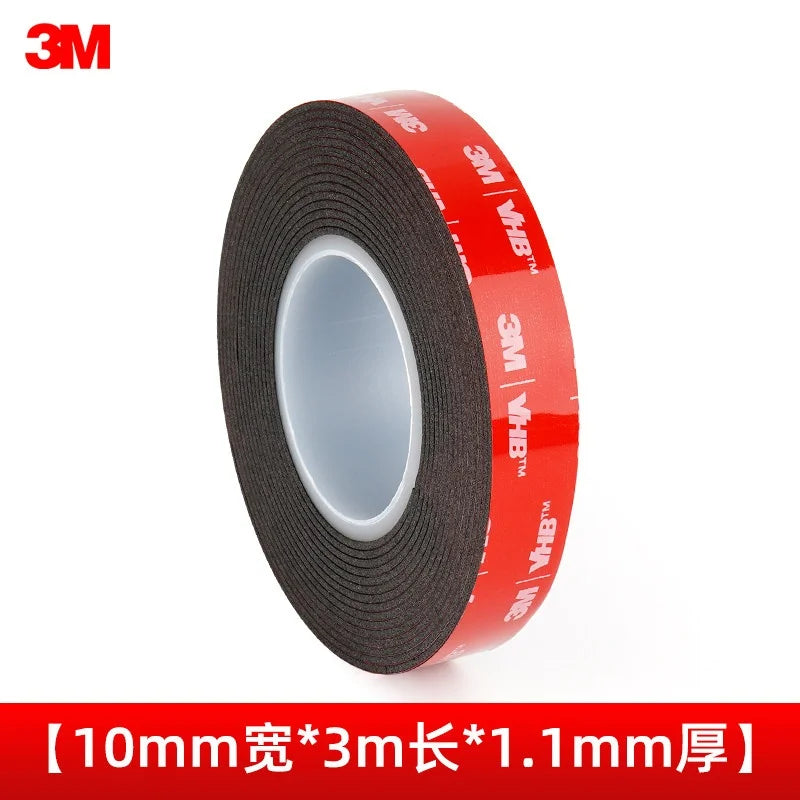 Ruban adhésif double face mousse noire 1,1 mm, rouleau de 3 m pour atelier et modding rétro — 10 mm / 3 m / 1,1 mm